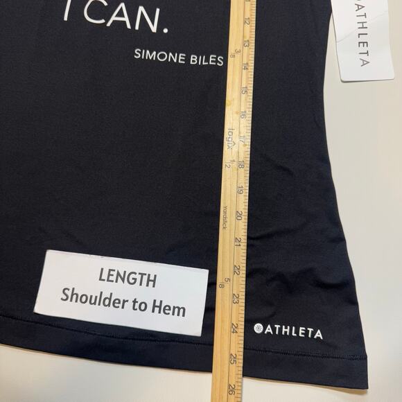 Athleta Nitro Tank Black BECAUSE I CAN Simone Biles Top Active Gymnastic Medium - Picture 6 of 7